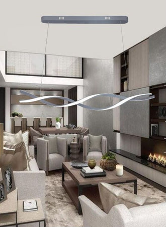 Lampadario Sospensione Luce 3000k-6500k Led 48w Argento Spirale Vortice Orizzontale 01127