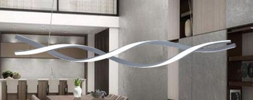 Lampadario Sospensione Luce 3000k-6500k Led 48w Argento Spirale Vortice Orizzontale 01127