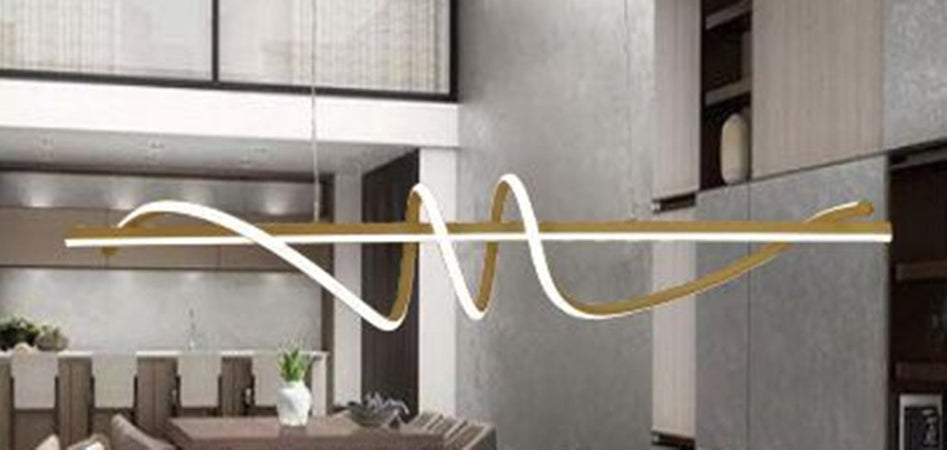 Lampadario Sospeso Led 65w Oro Spirale Ondulato Vortice Orizzontale Luce 3000k-6500k 01158