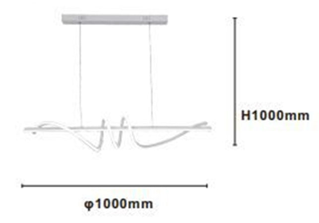 Lampadario Sospeso Led 65w Bianco Spirale Ondulato Vortice Orizzontale Luce 3000k-6500k 01141