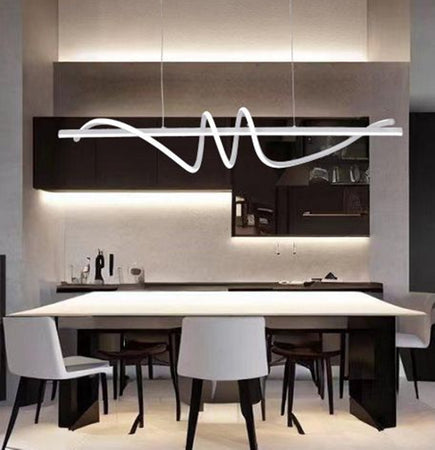 Lampadario Sospeso Led 65w Bianco Spirale Ondulato Vortice Orizzontale Luce 3000k-6500k 01141