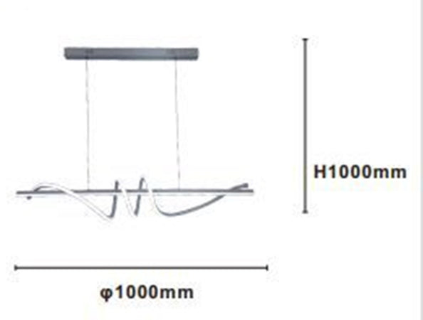 Lampadario Sospeso Led 65w Argento Spirale Ondulato Vortice Orizzontale Luce 3000k-6500k 01165