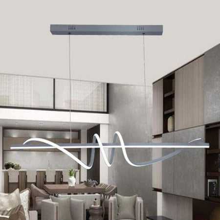 Lampadario Sospeso Led 65w Argento Spirale Ondulato Vortice Orizzontale Luce 3000k-6500k 01165