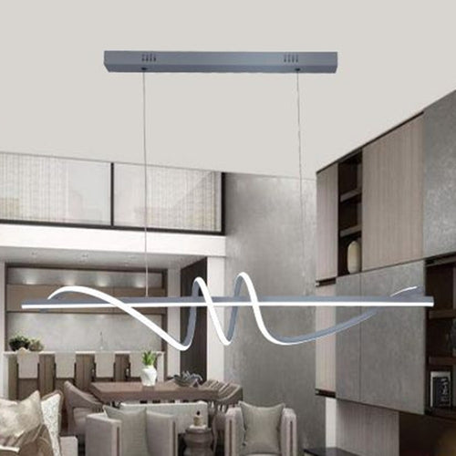 Lampadario Sospeso Led 65w Argento Spirale Ondulato Vortice Orizzontale Luce 3000k-6500k 01165