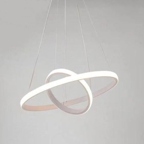 Lampadario Sospeso Led 60w 2 Cerchi Pendente Rotondo Anelli Bianco Luce 4000k 50248