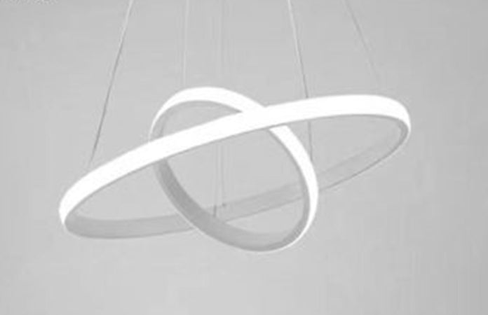 Lampadario Sospeso Led 60w 2 Cerchi Pendente Rotondo Anelli Bianco Luce 6500k 50286
