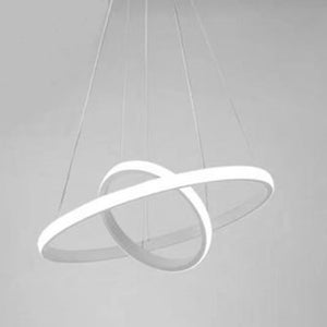 Lampadario Sospeso Led 60w 2 Cerchi Pendente Rotondo Anelli Bianco Luce 6500k 50286