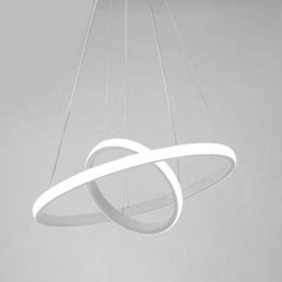 Lampadario Sospeso Led 60w 2 Cerchi Pendente Rotondo Anelli Bianco Luce 6500k 50286