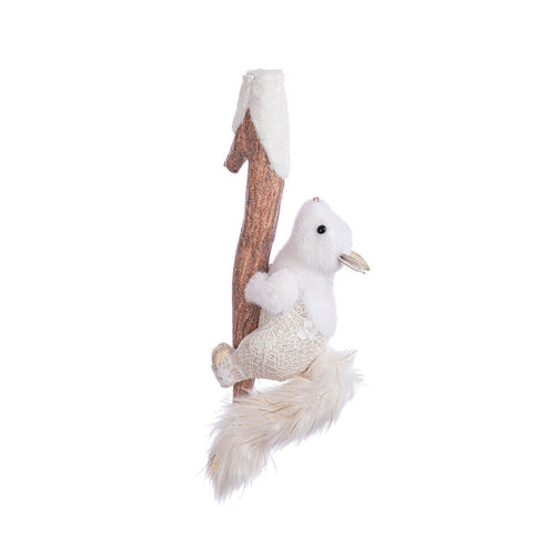 Scoiattolo Lesley in polistirolo colore bianco per decorazione natalizia