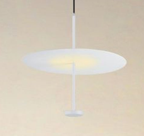 Lampadario A Sospensione Luce 4000k Led 18w Disco Paralume Piatto Bianco Rotondo 33153