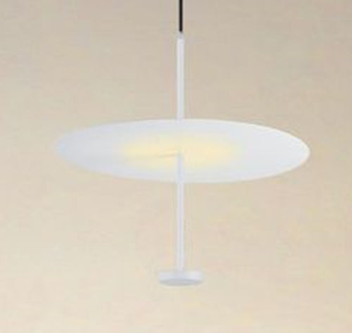 Lampadario A Sospensione Luce 4000k Led 18w Disco Paralume Piatto Bianco Rotondo 33153