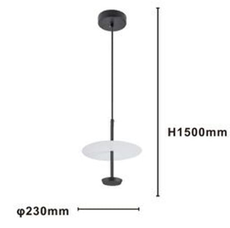 Lampadario A Sospensione Luce 6500k Led 12w Disco Paralume Piatto Bianco Nero Tondo 33122