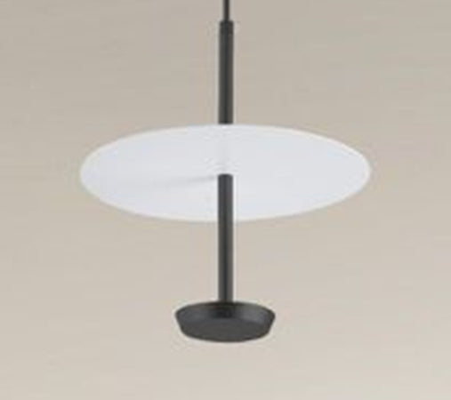 Lampadario A Sospensione Luce 6500k Led 12w Disco Paralume Piatto Bianco Nero Tondo 33122