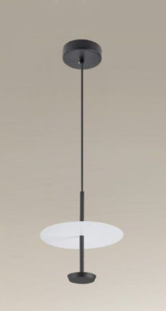 Lampadario A Sospensione Luce 6500k Led 12w Disco Paralume Piatto Bianco Nero Tondo 33122