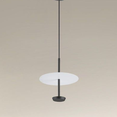 Lampadario A Sospensione Luce 6500k Led 12w Disco Paralume Piatto Bianco Nero Tondo 33122