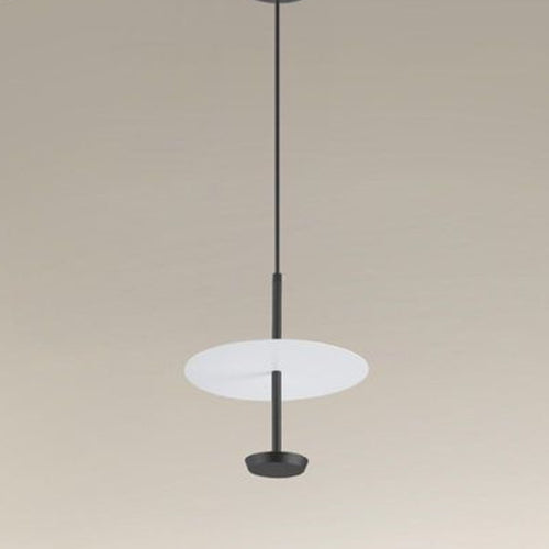 Lampadario A Sospensione Luce 6500k Led 12w Disco Paralume Piatto Bianco Nero Tondo 33122