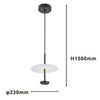 Lampadario A Sospensione Luce 4000k Led 12w Disco Paralume Piatto Nero Rotondo 33115