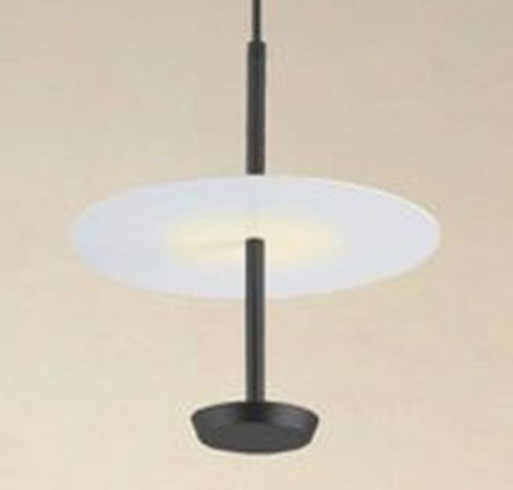 Lampadario A Sospensione Luce 4000k Led 12w Disco Paralume Piatto Nero Rotondo 33115