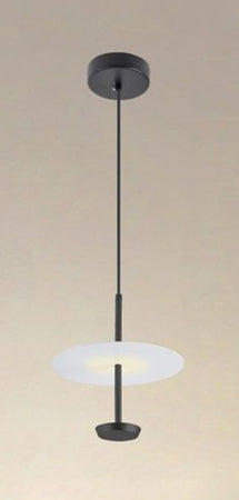 Lampadario A Sospensione Luce 4000k Led 12w Disco Paralume Piatto Nero Rotondo 33115