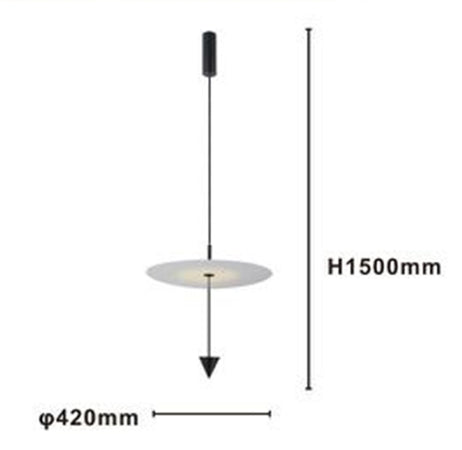 Lampadario A Sospensione Lampada 18w Luce Led 4000k Disco Bianco ø42cm Cono Nero 33054