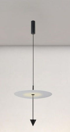 Lampadario A Sospensione Lampada 18w Luce Led 4000k Disco Bianco ø42cm Cono Nero 33054