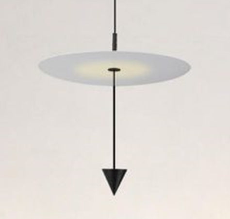 Lampadario A Sospensione Lampada 18w Luce Led 4000k Disco Bianco ø42cm Cono Nero 33054