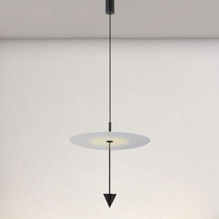 Lampadario A Sospensione Lampada 18w Luce Led 4000k Disco Bianco ø42cm Cono Nero 33054