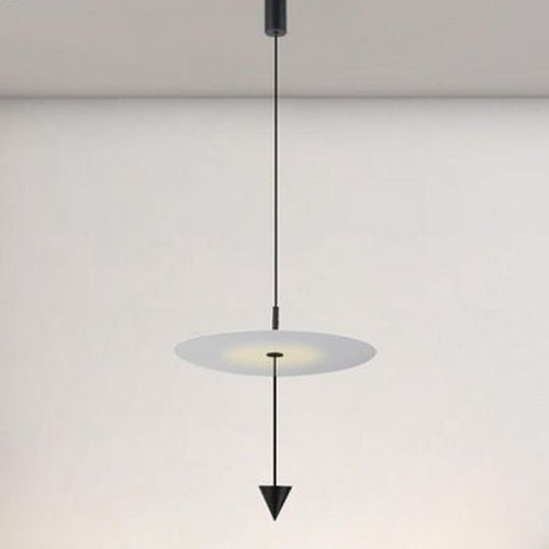 Lampadario A Sospensione Lampada 18w Luce Led 4000k Disco Bianco ø42cm Cono Nero 33054