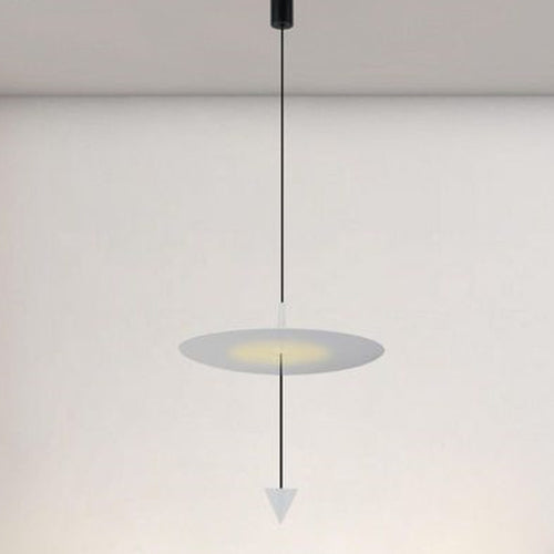 Lampadario A Sospensione Lampada 18w Luce Led 4000k Disco ø42cm Cono Bianco 33030