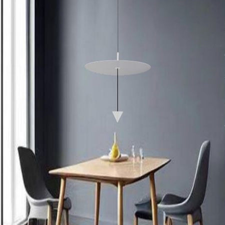 Lampadario A Sospensione Lampada 12w Luce Led 4000k Disco ø23.5cm Cono Bianco 32972