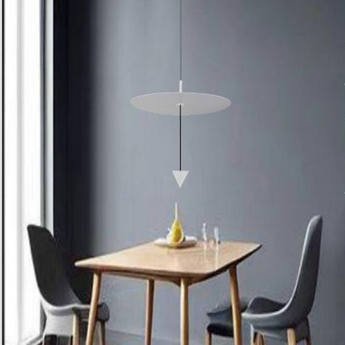 Lampadario A Sospensione Lampada 12w Luce Led 4000k Disco ø23.5cm Cono Bianco 32972