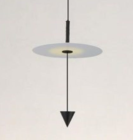 Lampadario A Sospensione Lampada 12w Luce Led 4000k Disco Bianco ø23cm Cono Nero 32996