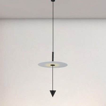 Lampadario A Sospensione Lampada 12w Luce Led 4000k Disco Bianco ø23cm Cono Nero 32996