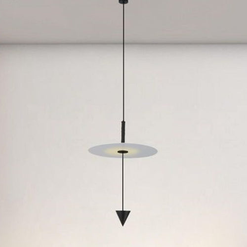 Lampadario A Sospensione Lampada 12w Luce Led 4000k Disco Bianco ø23cm Cono Nero 32996