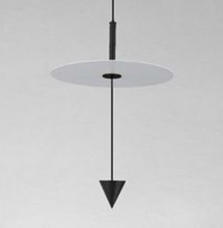 Lampadario A Sospensione Lampada 12w Luce Led 6500k Disco Bianco ø23cm Cono Nero 32009