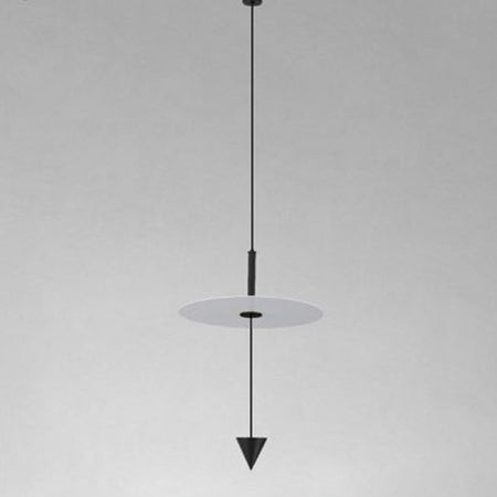 Lampadario A Sospensione Lampada 12w Luce Led 6500k Disco Bianco ø23cm Cono Nero 32009