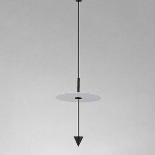 Lampadario A Sospensione Lampada 12w Luce Led 6500k Disco Bianco ø23cm Cono Nero 32009