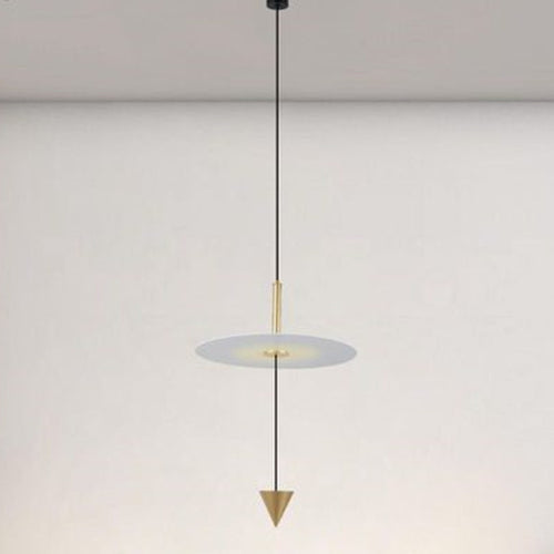 Lampadario A Sospensione Lampada 12w Luce Led 4000k Disco Bianco ø23cm Cono Oro 32016