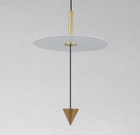 Lampadario A Sospensione Lampada 12w Luce Led 6500k Disco Bianco ø23cm Cono Oro 33023