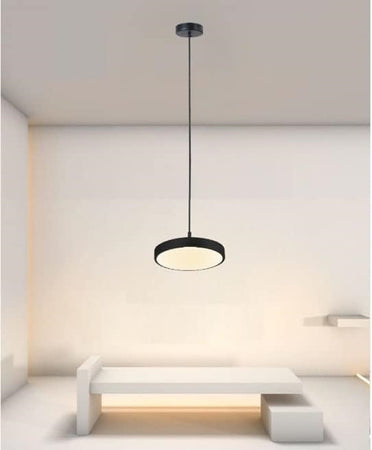 Lampadario A Sospensione Led 40w Nero Cerchio Tondo Moderno Minimal Luce 4000k 32897