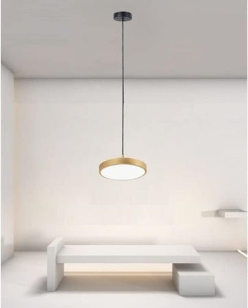 Lampadario A Sospensione Led 40w Oro Cerchio Tondo Moderno Minimal Luce 6500k 32927