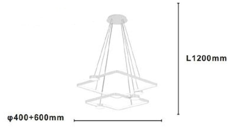 Lampadario A Sospensione Led 60w 2 Quadrati Con Telecomando Design Moderno Bianco 71194