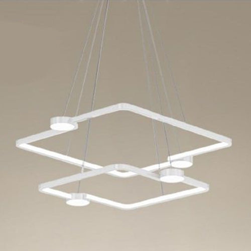 Lampadario A Sospensione Led 60w 2 Quadrati Con Telecomando Design Moderno Bianco 71194