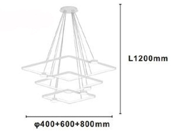 Lampadario A Sospensione Led 112w 3 Quadrati Con Telecomando Design Moderno Bianco 71224
