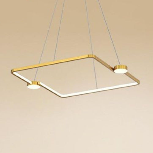 Lampadario A Sospensione Led 30w Quadrato Con Telecomando Design Moderno Oro 71170