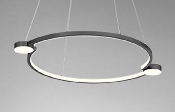 Lampadario A Sospensione Led 20w Cerchio Con Telecomando Design Moderno Nero 71095