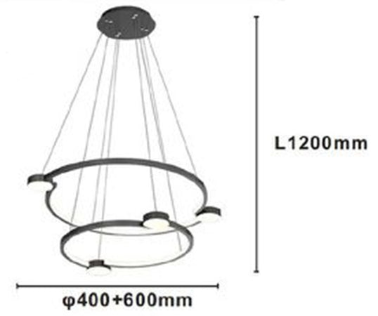 Lampadario A Sospensione Led 60w 2 Cerchi Con Telecomando Design Moderno Nero 71125