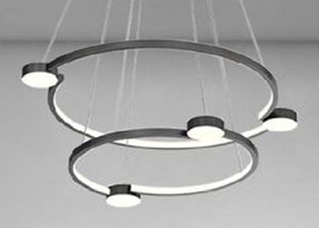 Lampadario A Sospensione Led 60w 2 Cerchi Con Telecomando Design Moderno Nero 71125