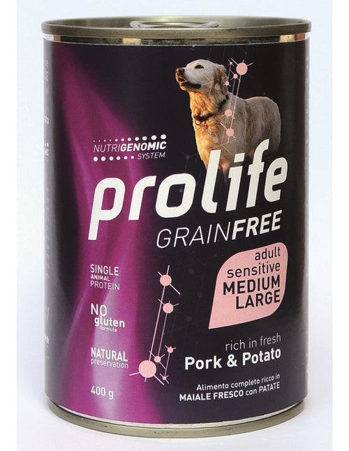 Prolife Grain Free mangime umido Cani Adulti Medium&Large maiale e patate