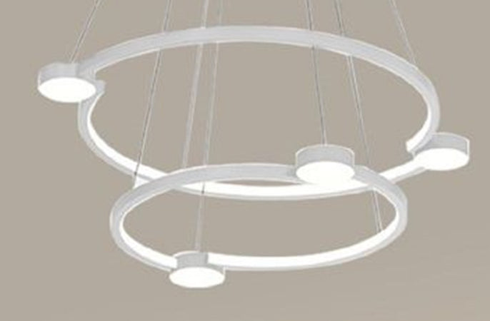 Lampadario A Sospensione Led 60w 2 Cerchi Con Telecomando Design Moderno Bianco 71101